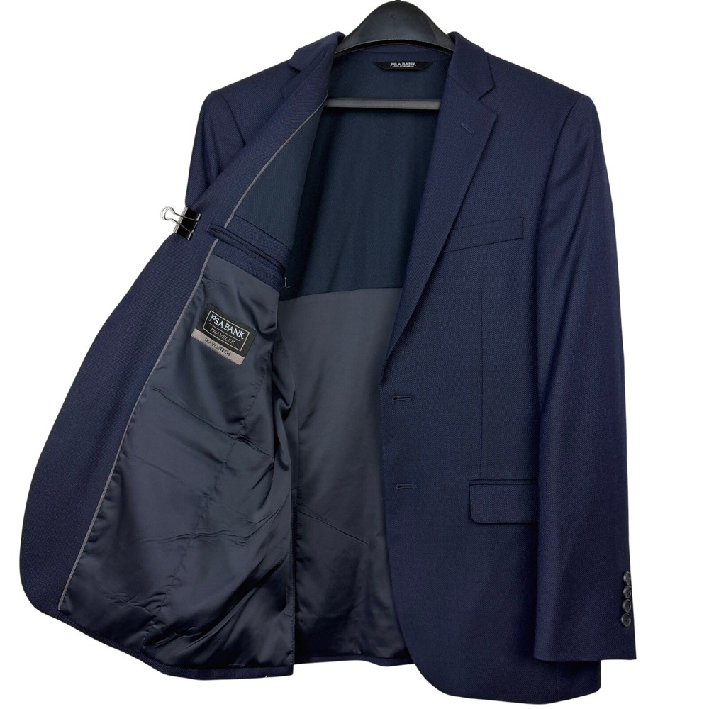 Jos. A. Bank TRAVEL TECH Mens 38R Slim Fit WOOL Blazer Sport Coat Jacket Navy